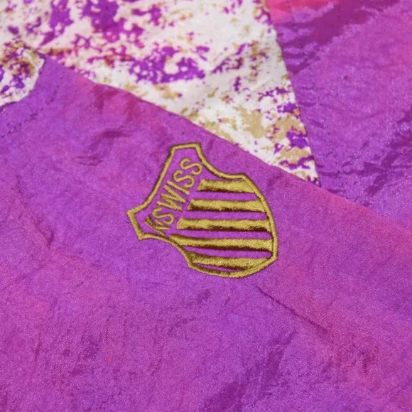 Vintage K-Swiss Windbreaker Purple Gold pink Size M - Picture 7 of 7
